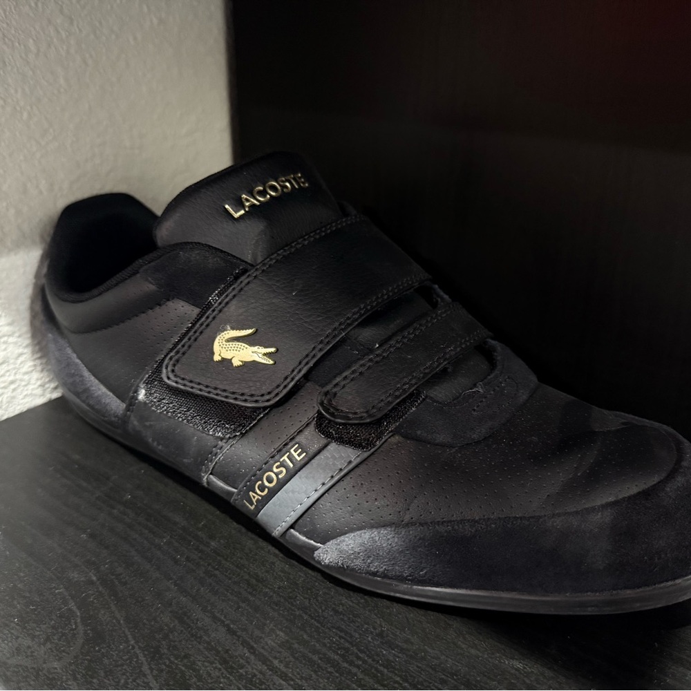 Lacoste Black Shoes with Gold Accents